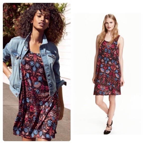 H&M sleeveless floral shift dress size medium - Picture 1 of 7